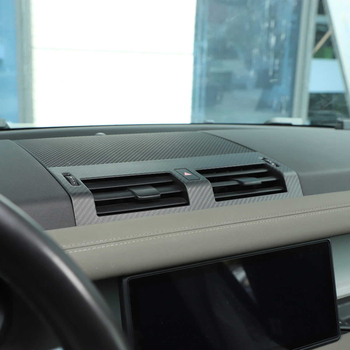 Matte Real Carbon Fiber Center Console Air Vent Trim For LR Defender 20-24 US 1