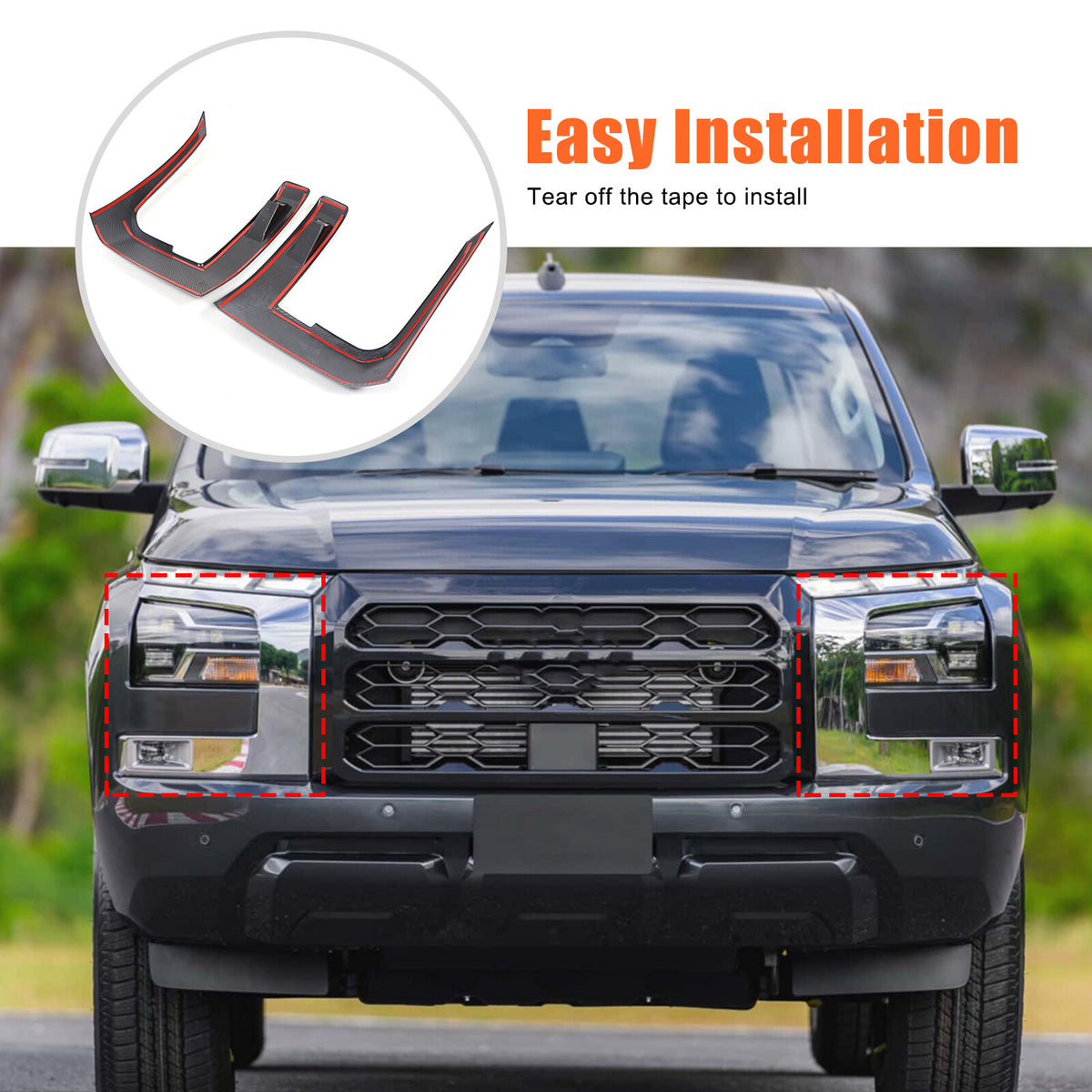 ABS Carbon Fiber Headlight Eyebrow Eyelid Trim For Mitsubishi L200 2024-25 US 13