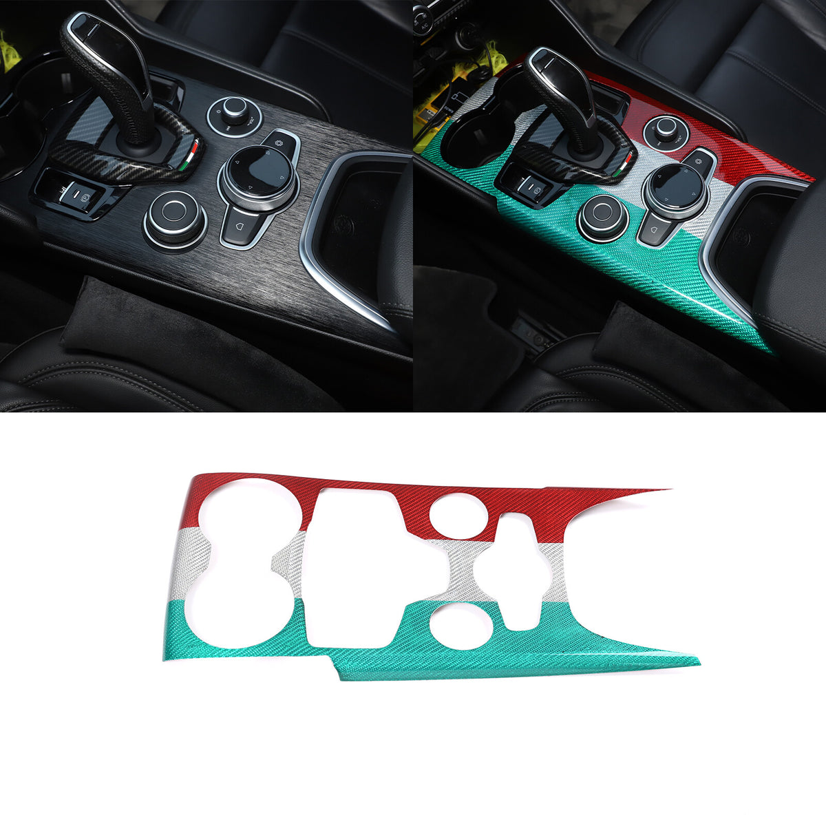 Real Carbon Fiber Car Gear Shift Panel Cover Trim For Alfa Romeo Giulia 20-22 12
