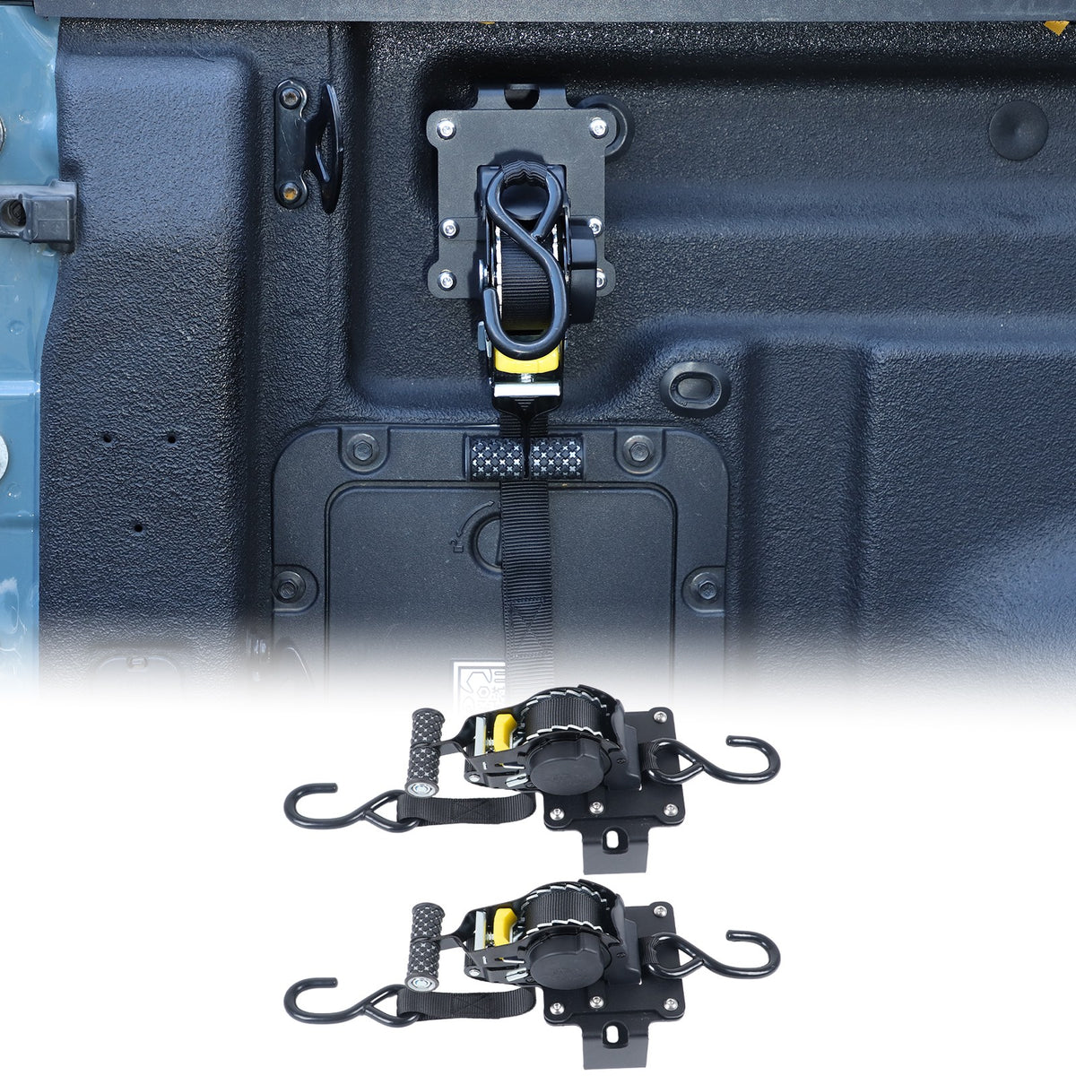Truck Bed Retractable Ratchet Tie Down Straps Tightener For Ford Maverick 2022+ 3