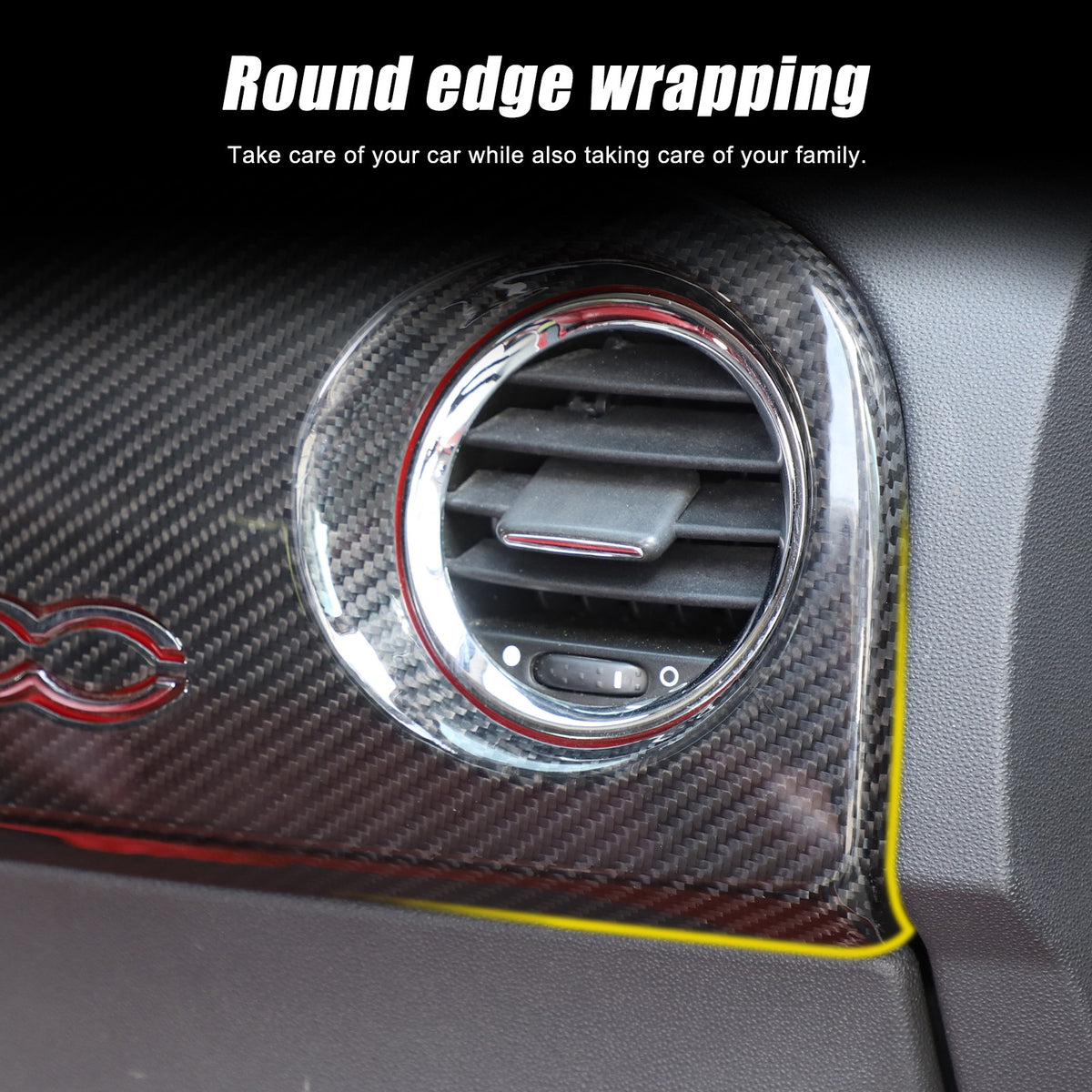 Real Carbon Fiber Dashboard Panel Trim Cover For Fiat 500 312 2007-2015 14