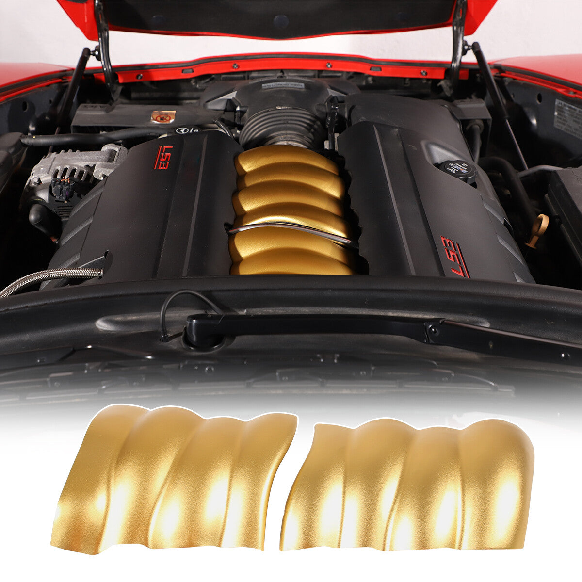 Yellow Alloy Engine Cabin Switch & Intake Manifold Cover Set Kit For Corvette C6 5