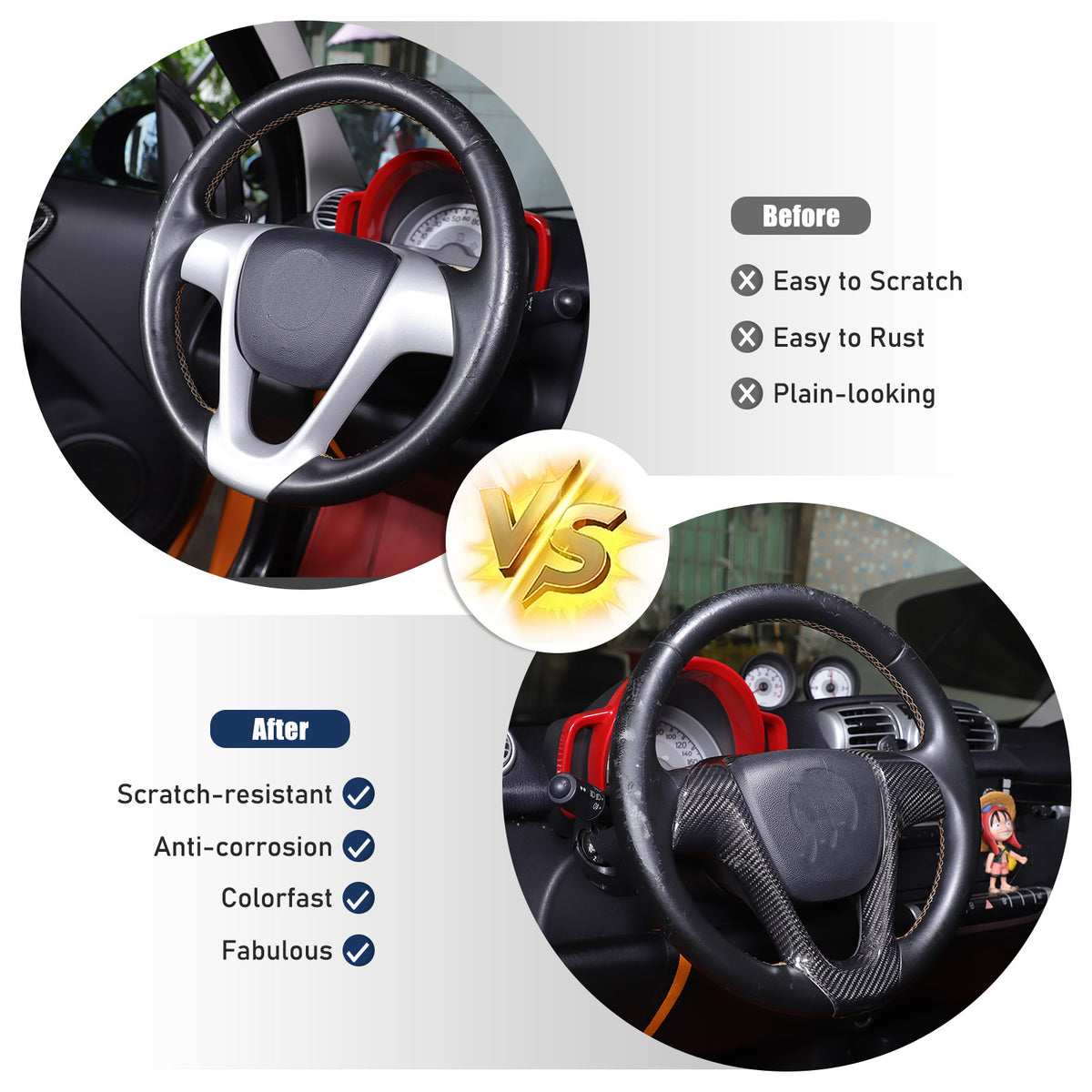 Real Carbon Fiber Interior Steering Wheel Cover Trim For Benz Smart Fortwo 09-15 23