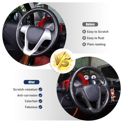 Real Carbon Fiber Interior Steering Wheel Cover Trim For Benz Smart Fortwo 09-15 23