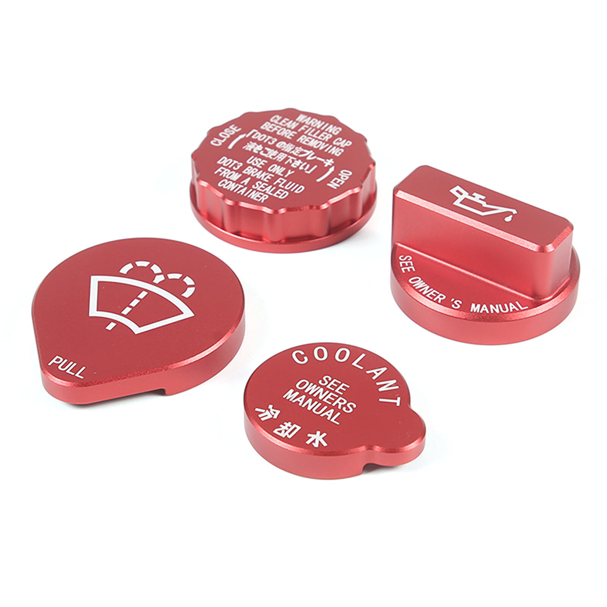 5PCS Red Alloy Engine Cabin Fluid Switch Trim Cover For Subaru WRX 2022-2023 16
