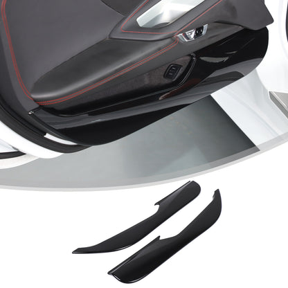 Glossy Piano Black ABS Interior Door Anti-Kick Panel Trim For Corvette C8 20+ US 21