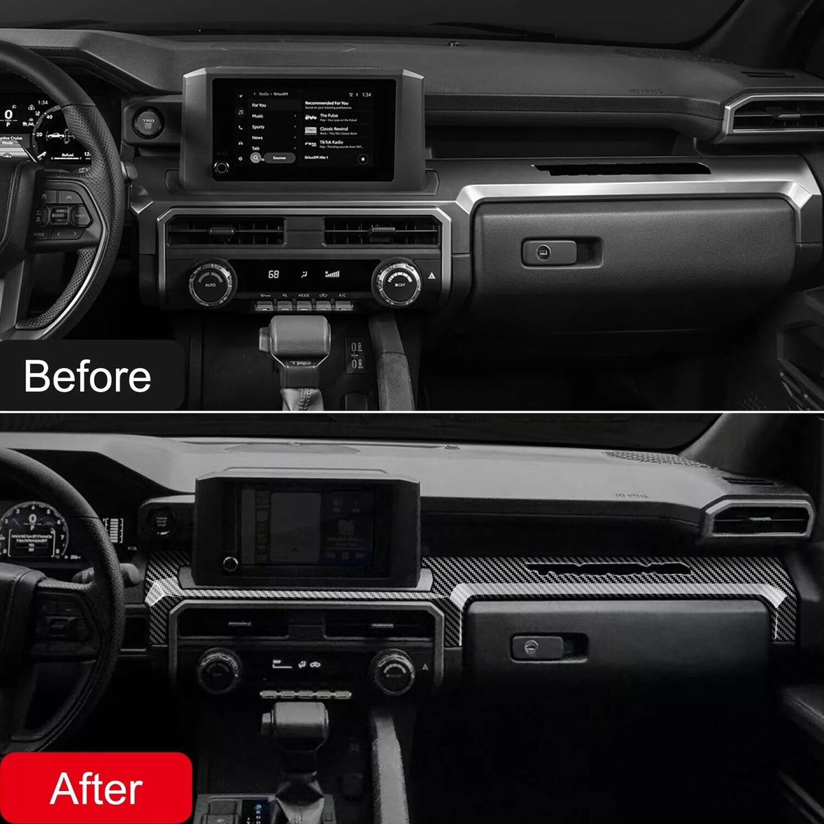 ABS Carbon Fiber Interior Full Set Panel Cover Trim Kit for Toyota Tacoma 24-26 - Styles 1-5 77
