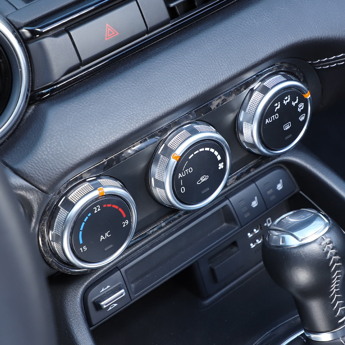Forged Carbon Fiber Interior Air conditioning knob frame Trim For Mazda MX-5 16+ 5