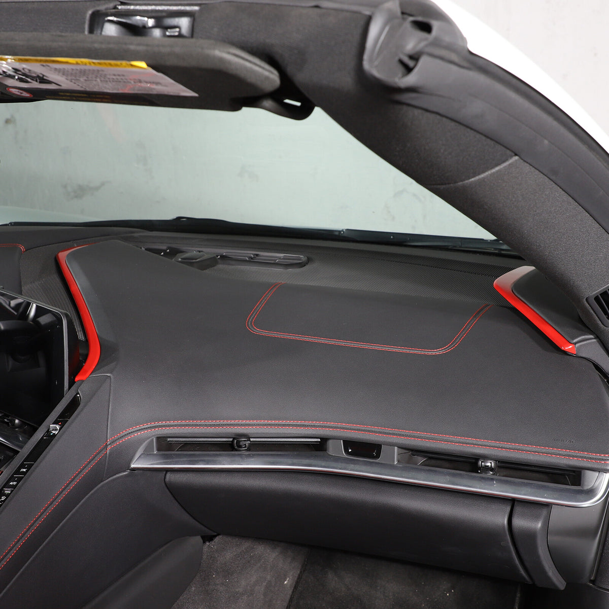 ABS Red Console Side Dashboard Trim Strips For Corvette C8 Stingray 2020-25 6