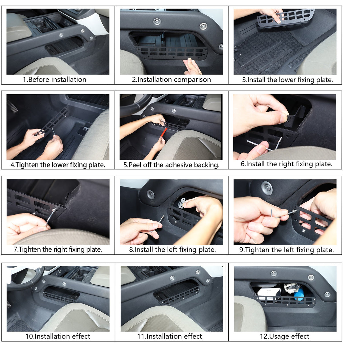 Alloy Center Console Lower Side Storage Molle Panel Box For LR Defender L663 20+ 2
