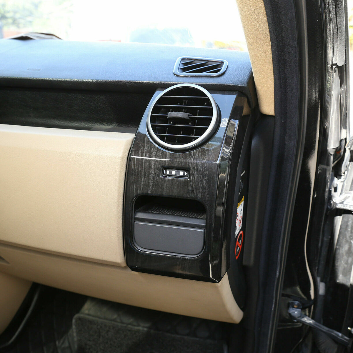 Black Wood Grain Dashboard Side Air Vent Cover Trim For LR Discovery 3 04-09 3