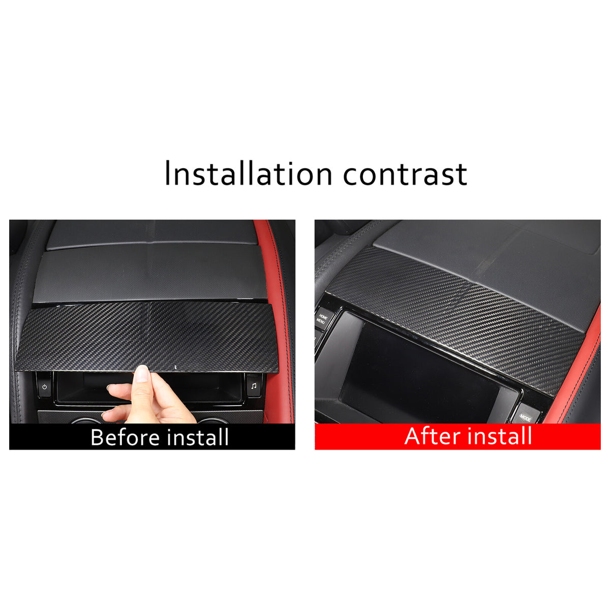 Real Carbon fiber Navigation screen upper cover Trim For Jaguar F-TYPE 2013-22 17