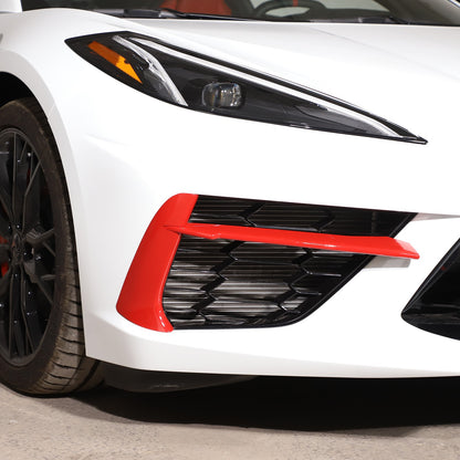 Sports Red Front Bumper Fog Light Lamp Trims for Corvette C8 2020-2025 US 5