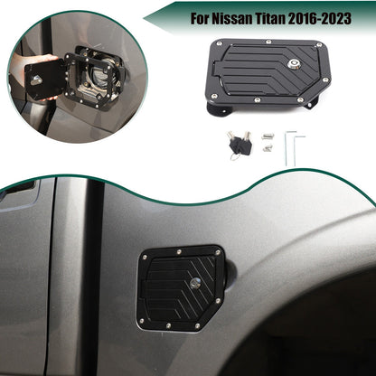 Car Gas Tank Fuel Cap Gate Tank Lock Door Locking Cover For Nissan Titan 16-23 1