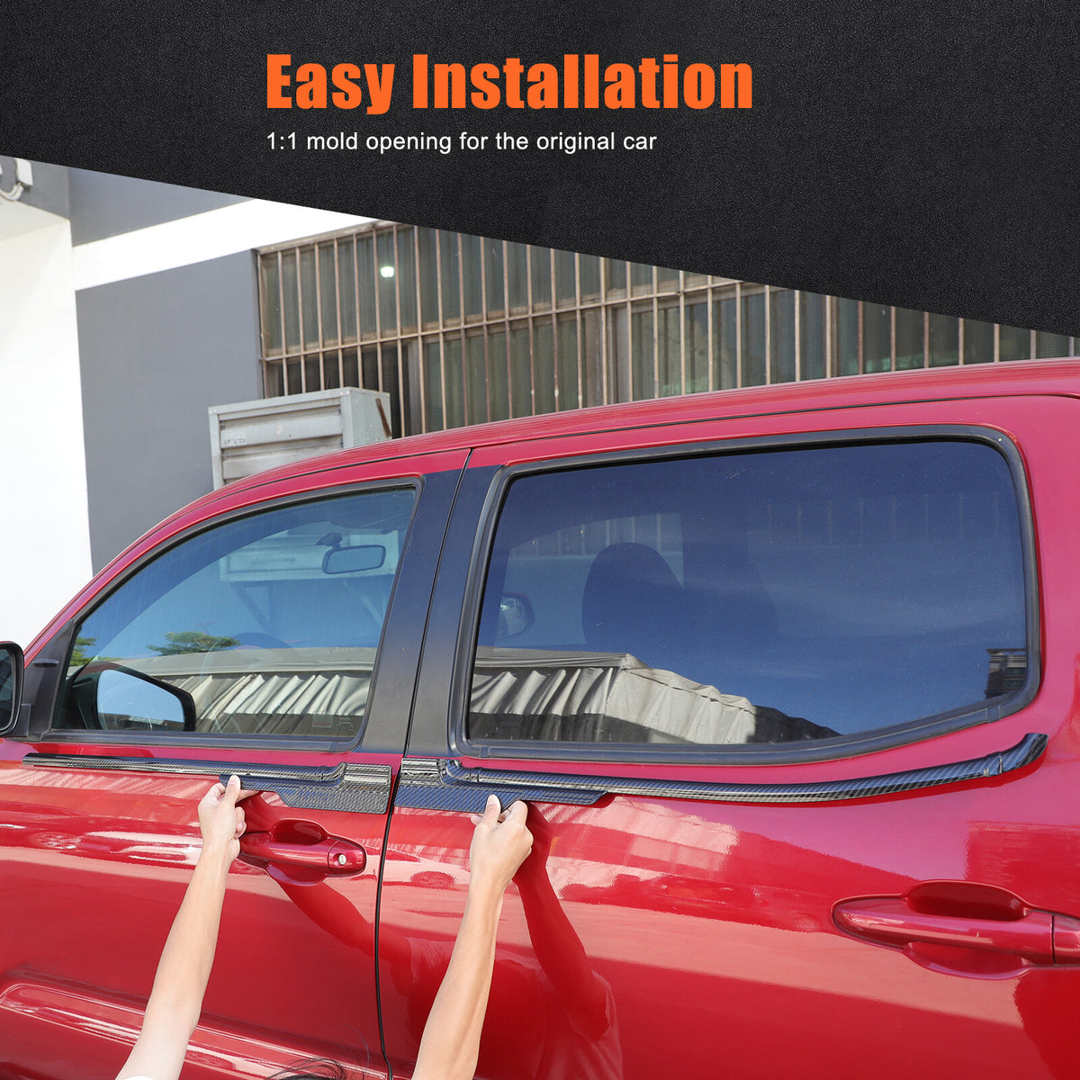 ABS Carbon Exterior Window Bottom Sill Trim Strip For Toyota Tacoma 2015-2022 18