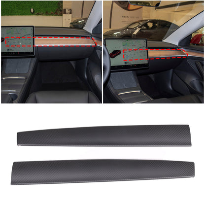 Matte Real Carbon Fiber Dashboard Panel Cover Trim For Tesla Model Y 3 2016-2022 1