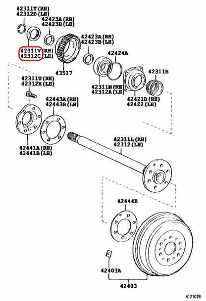 Toyota OEM Rear Axle Bearing & Seal Kit with ABS SET for T100 Tacoma 4Runner 3