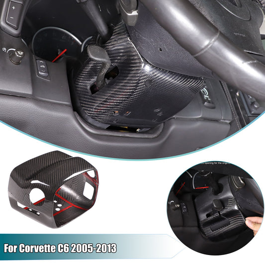 Real Dry Carbon Fiber Steering Wheel Base Lower Trim For Corvette C6 2005-2013 1