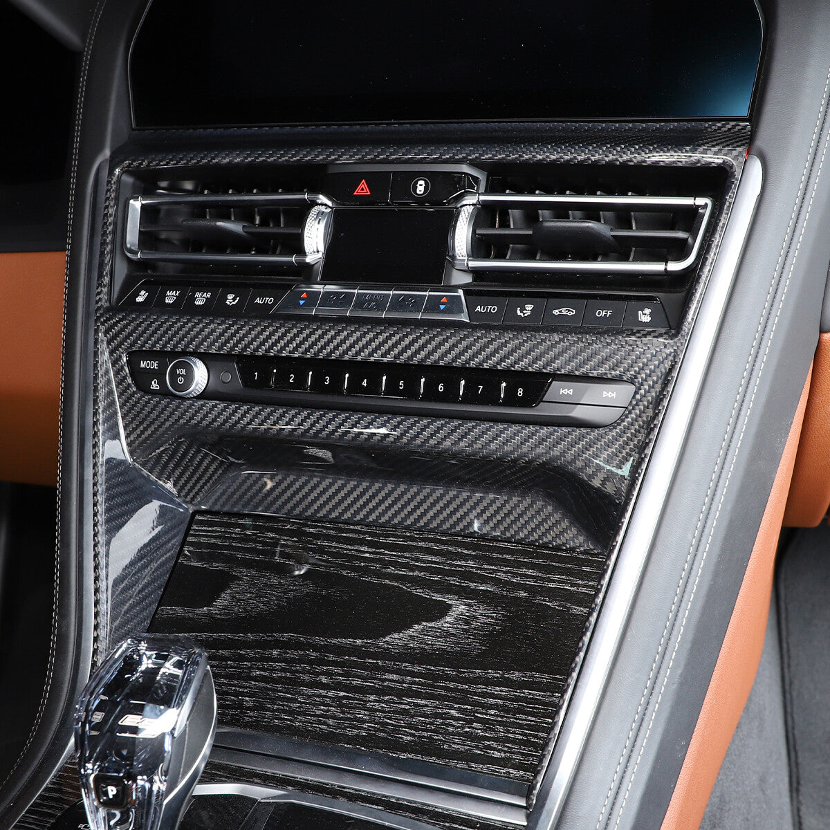 Carbon Interior CD Panel Decor Cover Trim For BMW 8 Series G14 15 16 2019-22 4