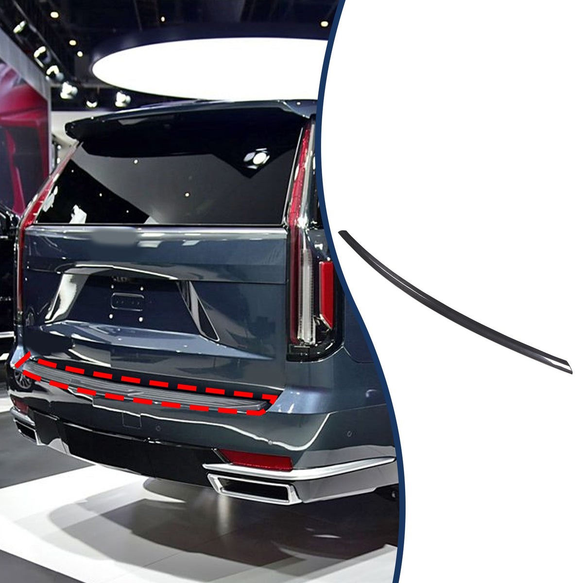 Real Carbon Fiber Rear Emblem Trim For Cadillac Escalade 2021-2023 13