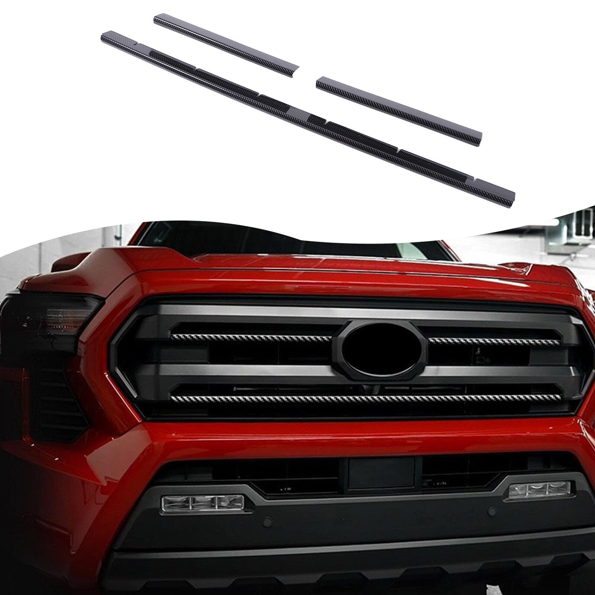 Carbon Fiber ABS Front Grille Grill Cover Molding Trim For Toyota Tacoma 2024 US 10