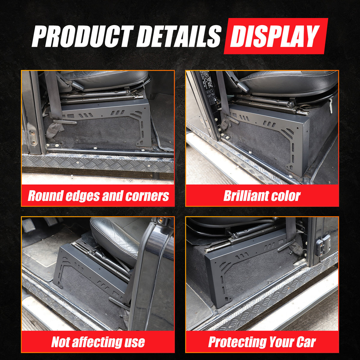 Black Seat Box Corner Carpet Mat Protector For Land Rover Defender L316 04-18 US 24