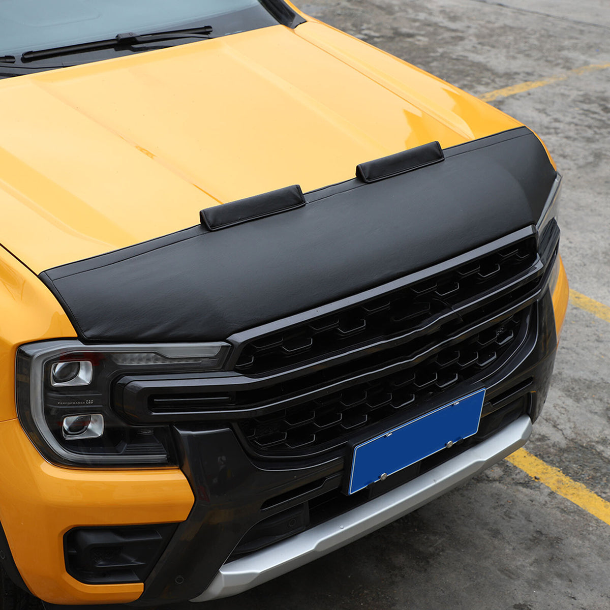 Front PU Leather Hood Cover Protector Bra Trim For Ford Ranger T9 2023-2024 8