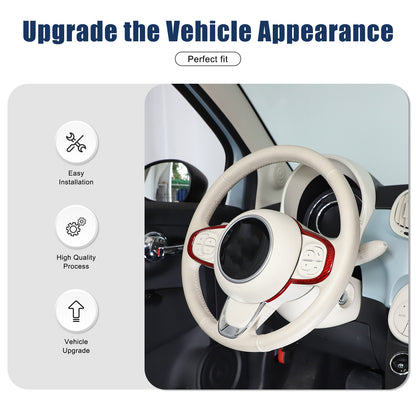 Red Real Carbon Fiber Steering Wheel Trim For Fiat 500 Abarth 595 695 2016+ 18
