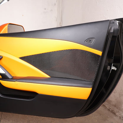 2PCS Carbon Fiber Interior Door Panels Sticker Trim For Corvette C7 2014-2019 US 7
