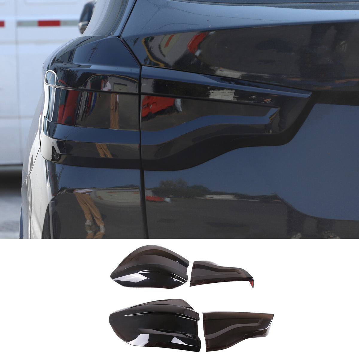 For BMW X3 G01 2018-2021 Smoke Black ABS Rear Tail Light Lamp Guards Cover Trim 2