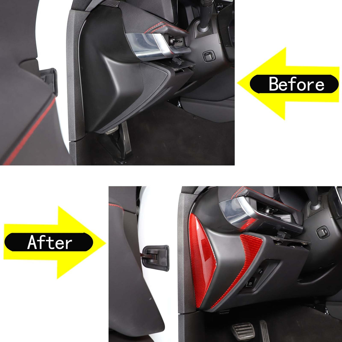 Red Soft Carbon Fiber Interior Decor Trim Kit Cover Set For Corvette C8 20-25 182