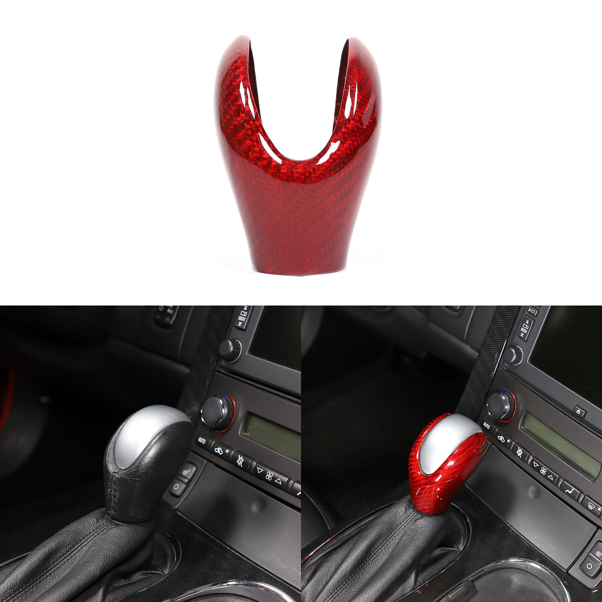 Red Real Carbon Fiber Center Gear Shift Knob Trim Cover For Corvette C6 2005-13 23