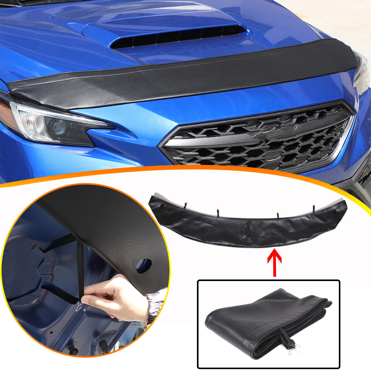 PU Leather Hood Sands Stone Guard Protective Cover For Subaru WRX VB 2022-2024 2