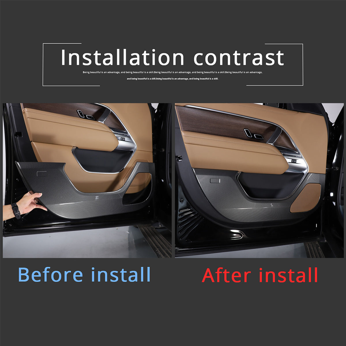 ABS Carbon Fiber Door Anti-kick Panel Trim For LR Range Rover Vogue 2023-2024 20