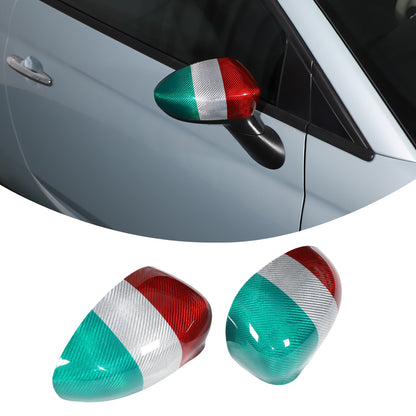 Tri-Color Real Carbon Fiber Side Mirror Cover Trim For Fiat 500 312 2010+ 1