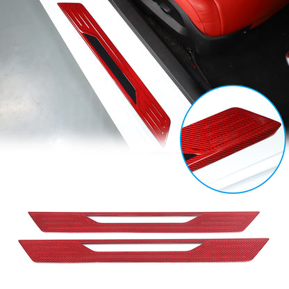 Red Real Carbon Fiber External Sill Strip Sticker Trim For Corvette C8 2020-26 5