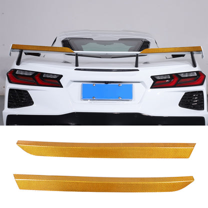 Yellow Carbon Fiber High Wing Spoiler Add-On Wicker Bill Pair For Corvette C8 2