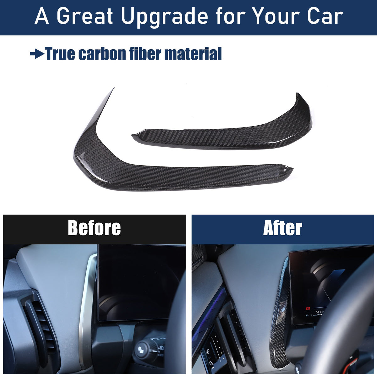 Real Carbon Fiber Center Console Dashboard Trim Strip For BMW X3 G45 2025+ 14