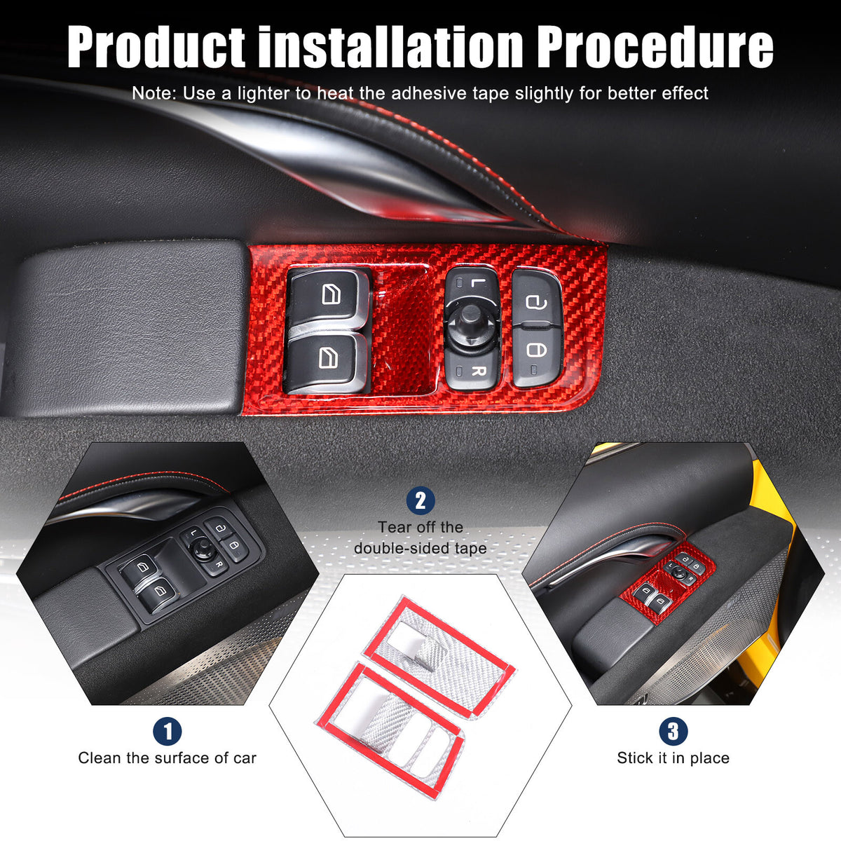 Red Real Carbon fiber Window Lift Switch Button Trim For Lotus EMIRA 2021-2025 19