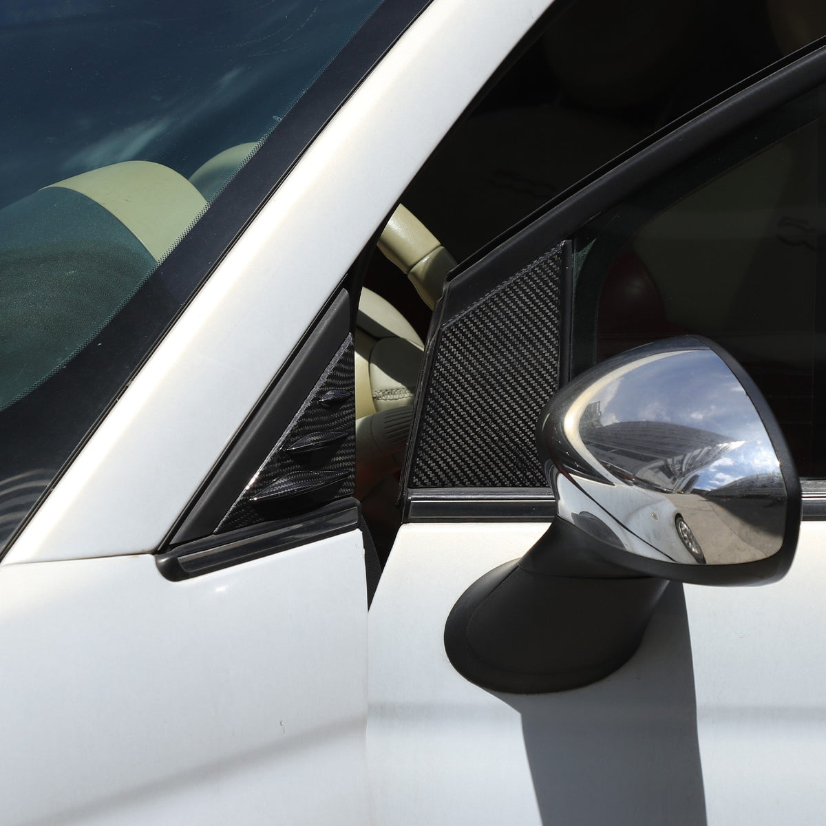 Real Carbon Fiber External A-Pillar Triangle Trim Cover For Fiat 500 2010+ 19