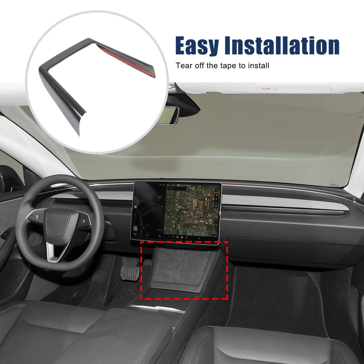 Real Dry Carbon Fiber Center Console Interior Trim Cover For Tesla Model 3 2023+ 3