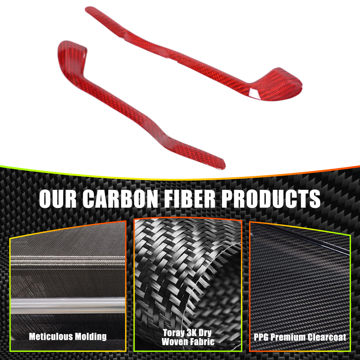 Real Carbon fiber Interior Door Handle Trim Cover For Lotus Emira V6 I4 2023-25 5