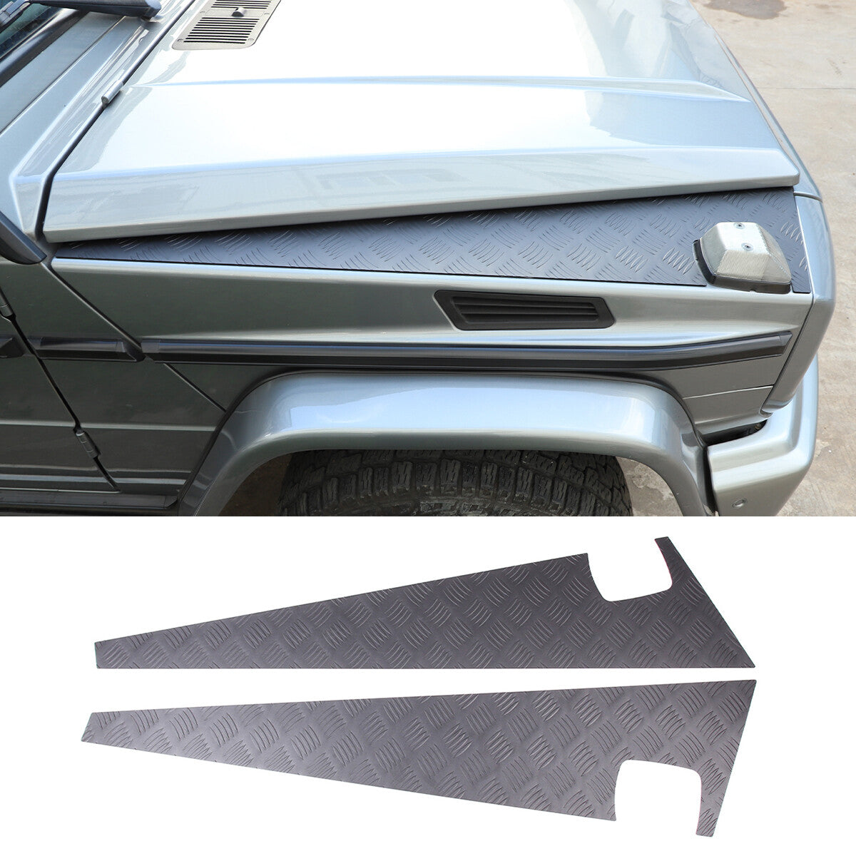 Black Alloy Front Side Hood Vent Trim Cover For Mercedes-Benz G-Class 2004-2018 2
