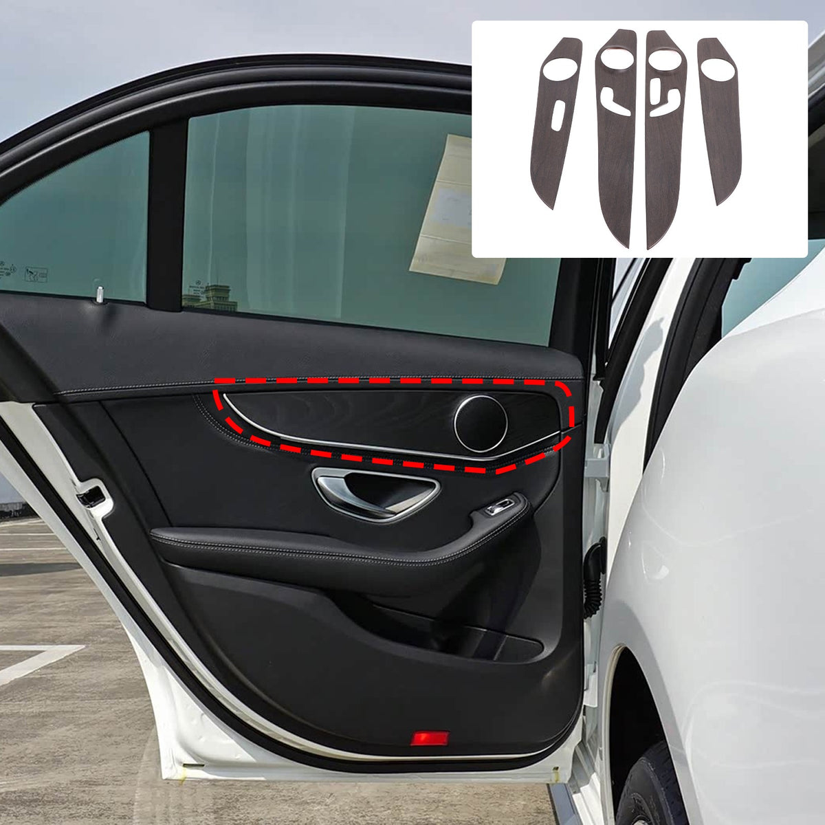 Oak Wood Grain ABS Interior Door Panel Trim For Benz C-Class W205 2015-2021 US 7