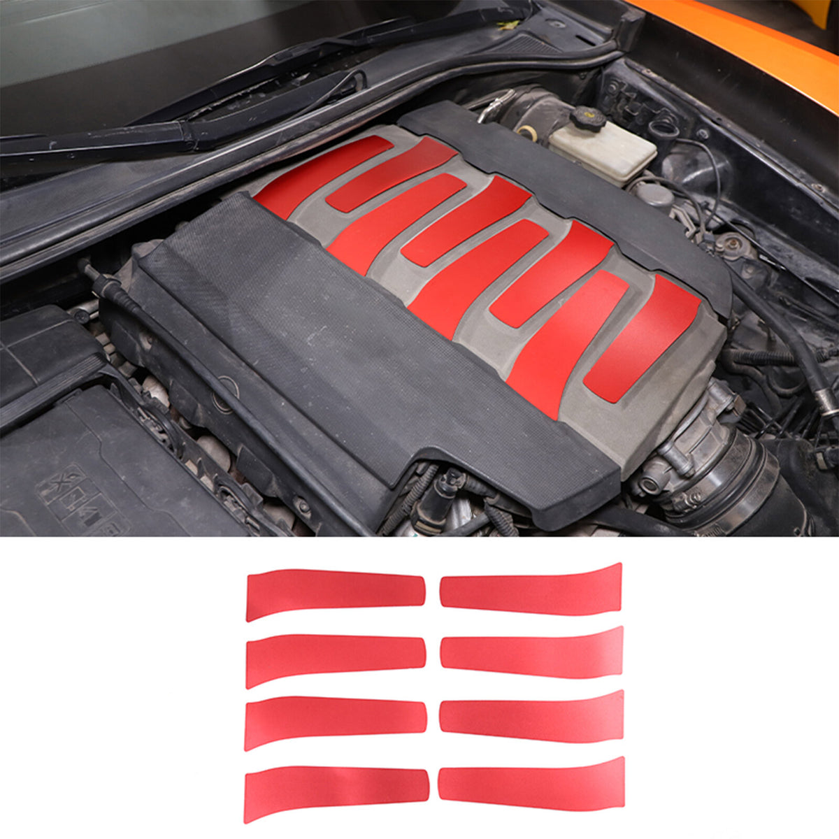 8Pcs Red Interior Alloy Engine Panel Covers Plate Fit for Corvette C7 2014-19 US 3