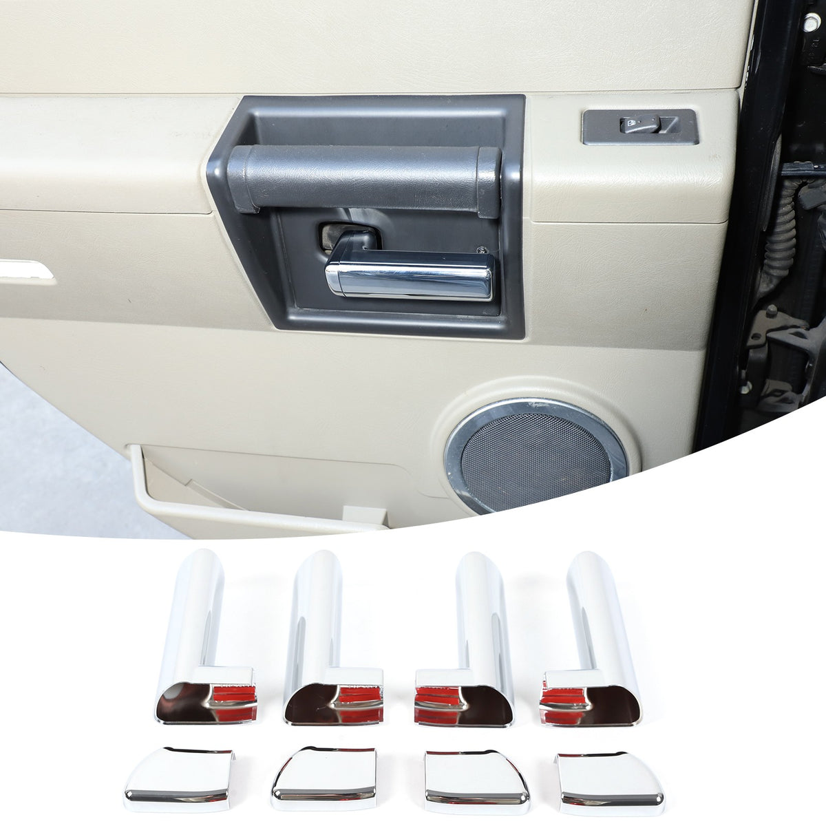Silver Interior Door Handle Protective Cover Trim For Hummer H2 2003-2007 US 8