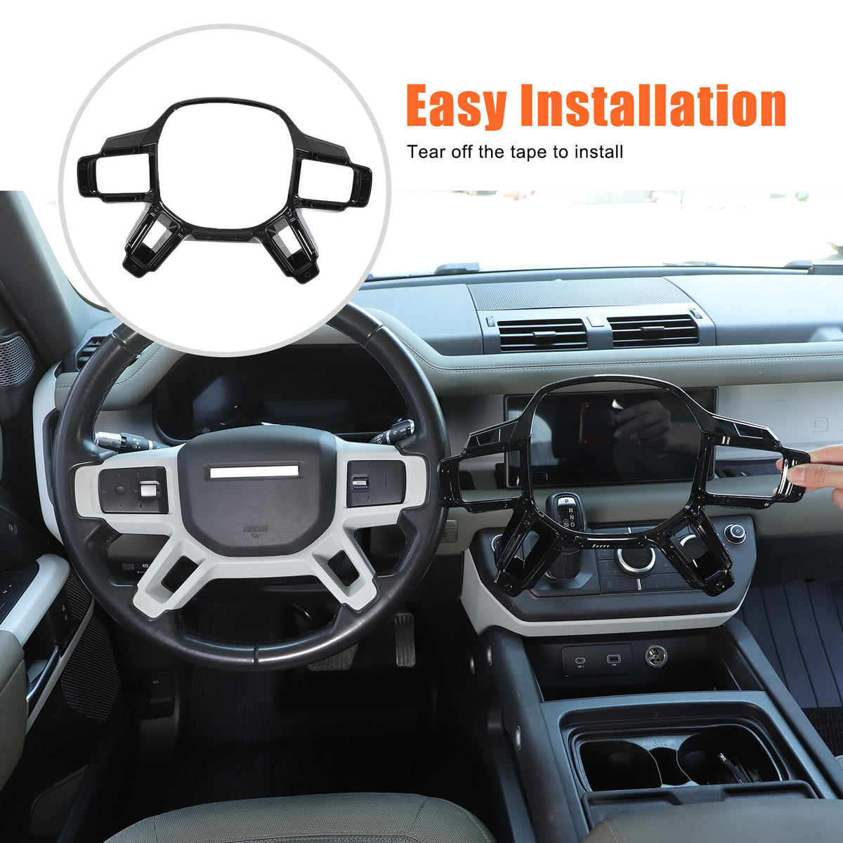 Mecha Glossy Black Steering Wheel Frame Trim For Land Rover Defender L663 20-25 4