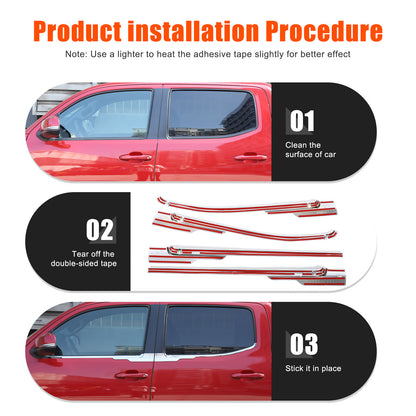 Silver Exterior Window Bottom Sill Trim Strip For Toyota Tacoma 2015-2022 24