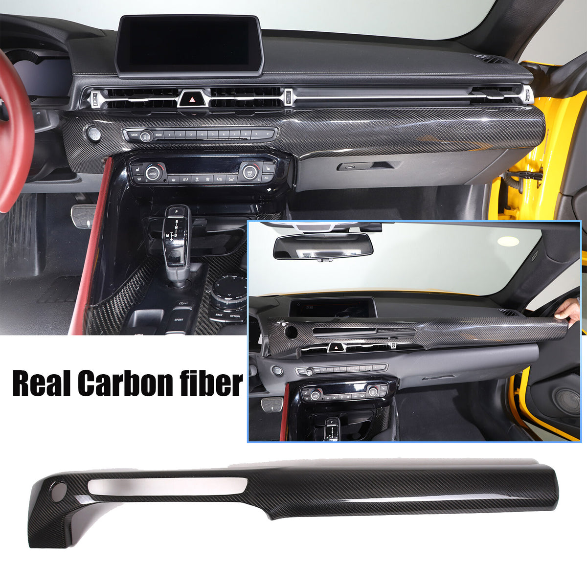 Real Carbon Fiber Center Console Dashboard Panel Trim For Toyota Supra 2019-24 1