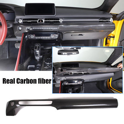 Real Carbon Fiber Center Console Dashboard Panel Trim For Toyota Supra 2019-24 1